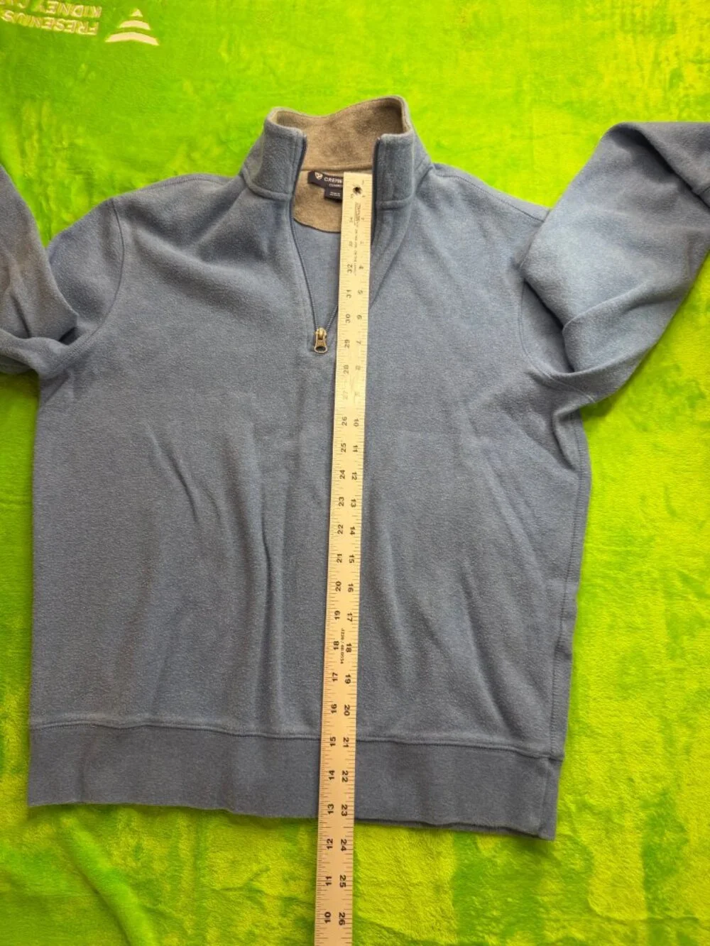Cremieux Classics Quarter Zip Fleece Pullover Mens Sz S Blue